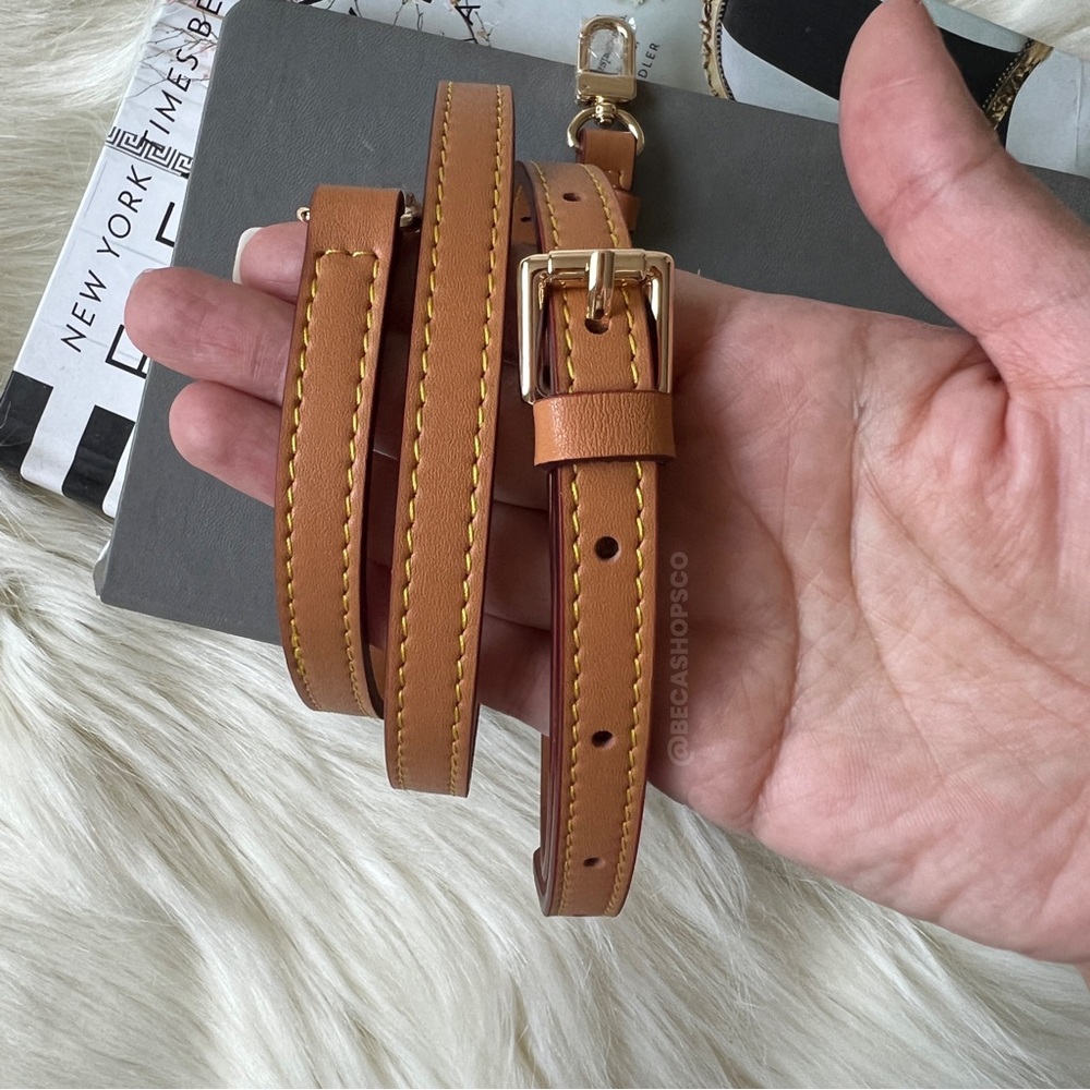 Beeswax Red Trim Premium Vachetta Strap Replacement For Louis Vuitton Croisette - Picture 2 of 3